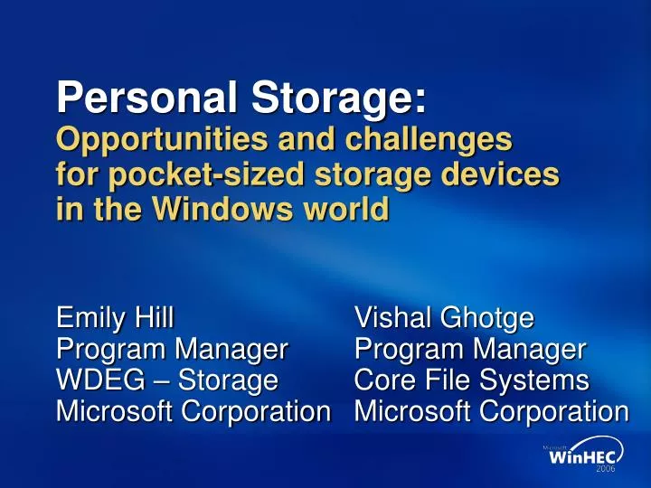 personal storage opportunities and challenges for pocket sized storage devices in the windows world