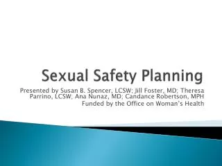 Sexual Safety Planning