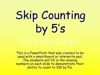 Skip Counting by 5’s
