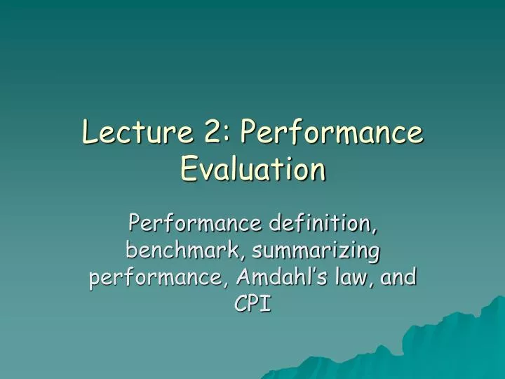 lecture 2 performance evaluation