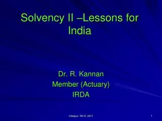 Solvency II –Lessons for India