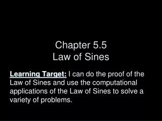 Chapter 5.5 Law of Sines