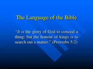 The Language of the Bible