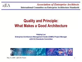Quality and Principle: What Makes a Good Architecture
