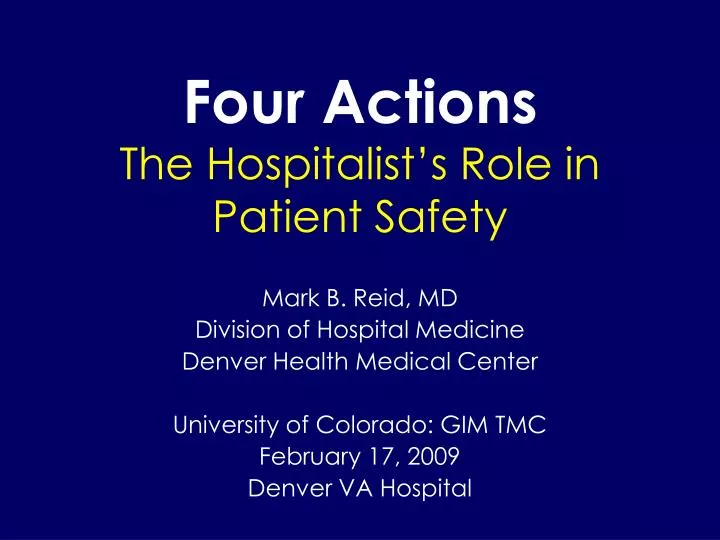 four actions the hospitalist s role in patient safety