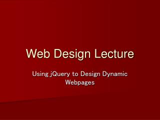 Web Design Lecture