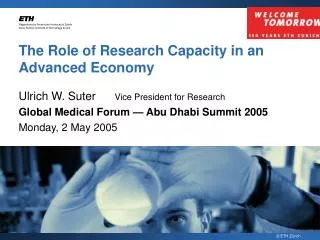The Role of Research Capacity in an Advanced Economy