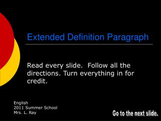 Extended Definition Paragraph