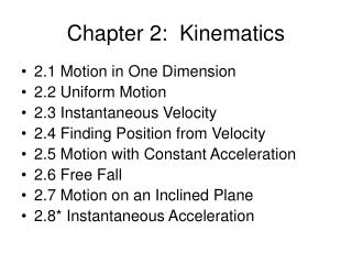 Chapter 2: Kinematics