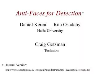 Anti-Faces for Detection