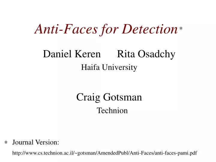 anti faces for detection