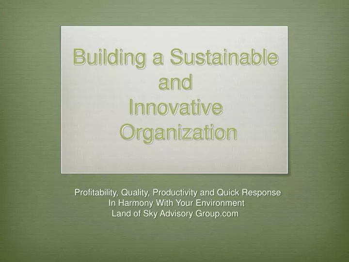building a sustainable and innovative organization