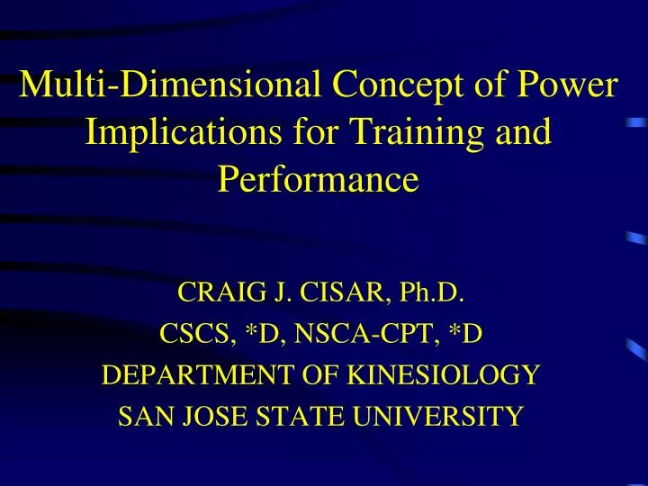 multi dimensional concept of power implications for training and performance