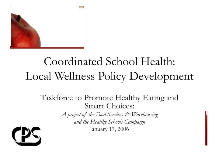 coordinated school health local wellness policy development