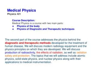 Medical Physics Physics 421