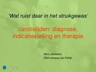 ‘Wat ruist daar in het struikgewas’ carotislijden: diagnose, indicatiestelling en therapie