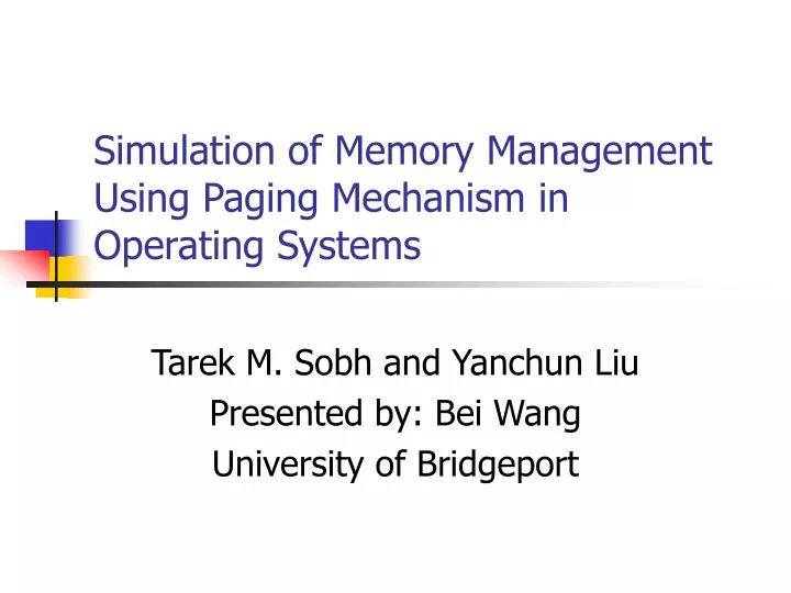 simulation of memory management using paging mechanism in operating systems