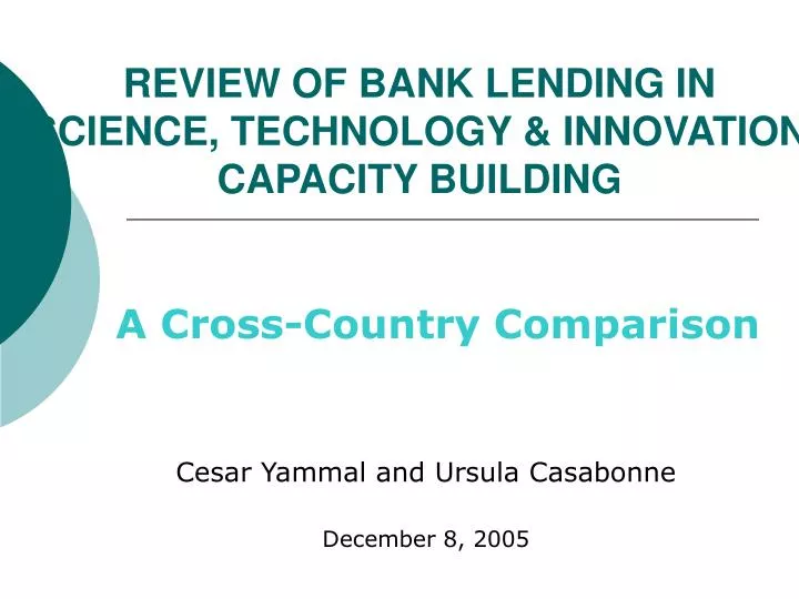 review of bank lending in science technology innovation capacity building