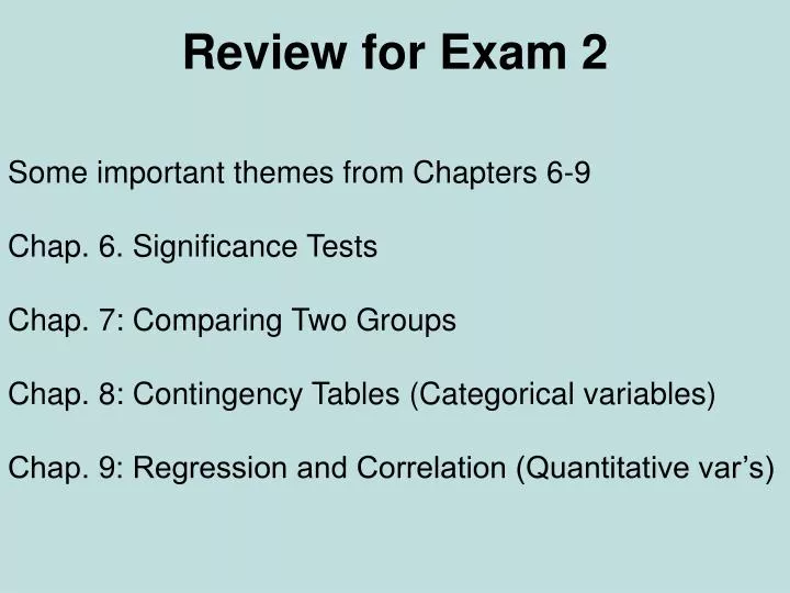 review for exam 2