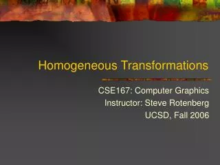 Homogeneous Transformations