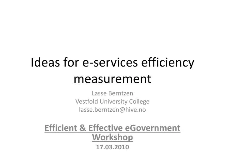 ideas for e services efficiency measurement