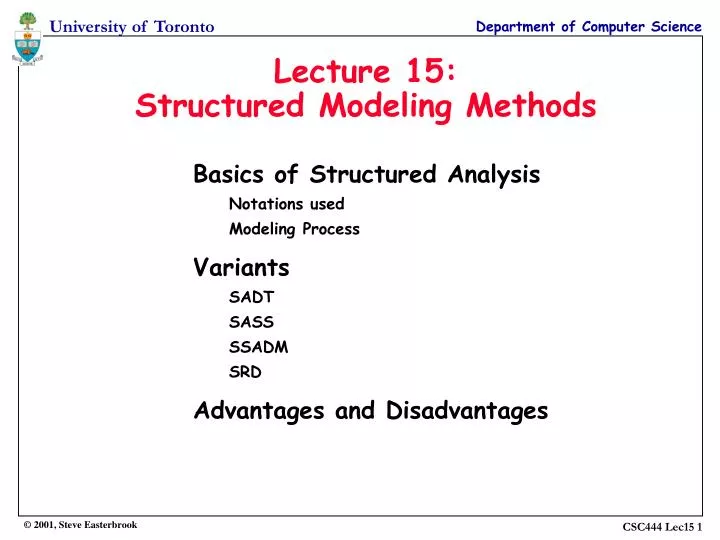 lecture 15 structured modeling methods