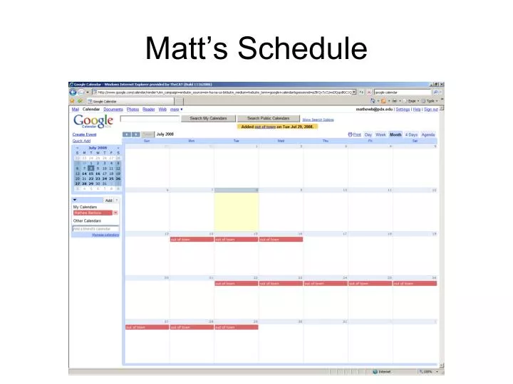matt s schedule