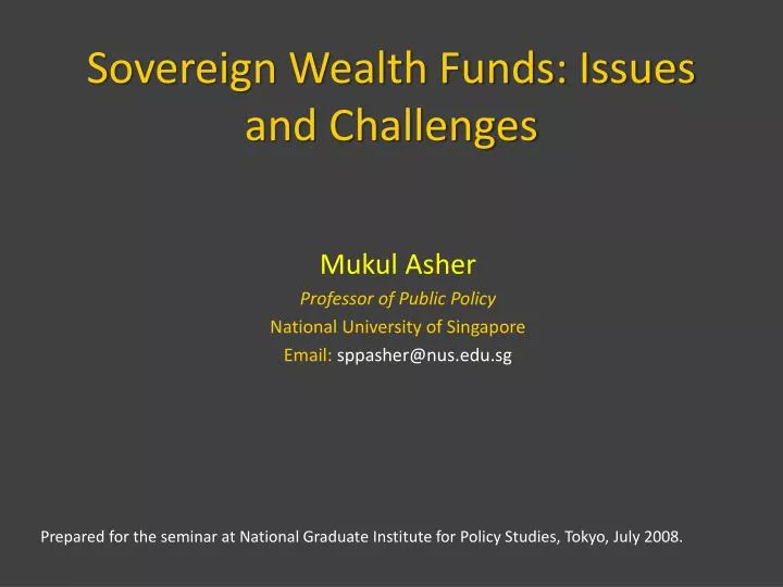 sovereign wealth funds issues and challenges