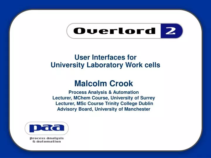 user interfaces for university laboratory work cells