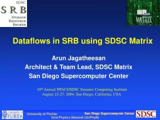 Dataflows in SRB using SDSC Matrix