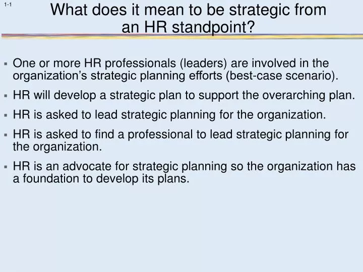 what does it mean to be strategic from an hr standpoint