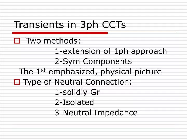 transients in 3ph ccts