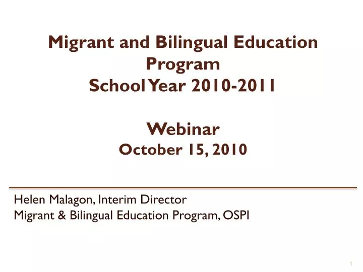 migrant and bilingual education program school year 2010 2011 webinar october 15 2010