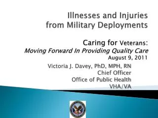 Illnesses and Injuries from Military Deployments Caring for Veterans : Moving Forward In Providing Quality Care August