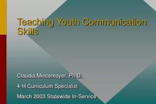 Teaching Youth Communication Skills
