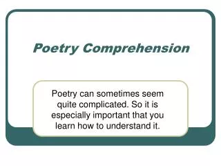 Poetry Comprehension