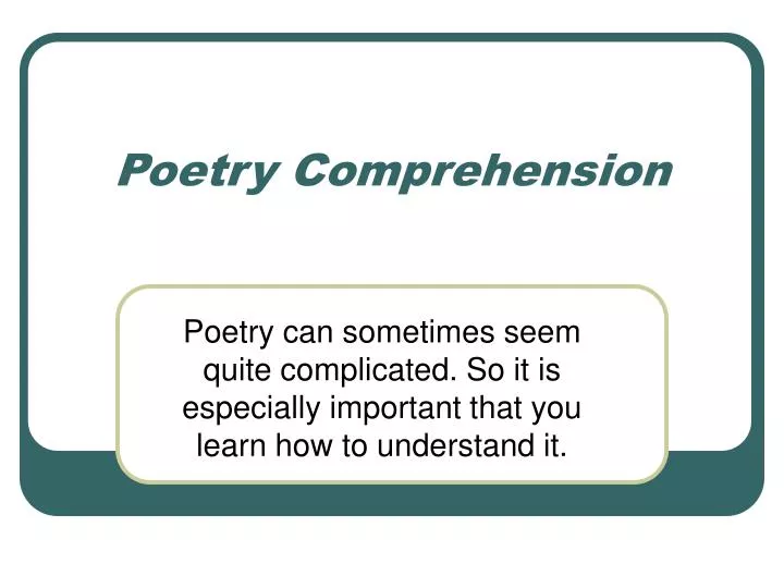 poetry comprehension