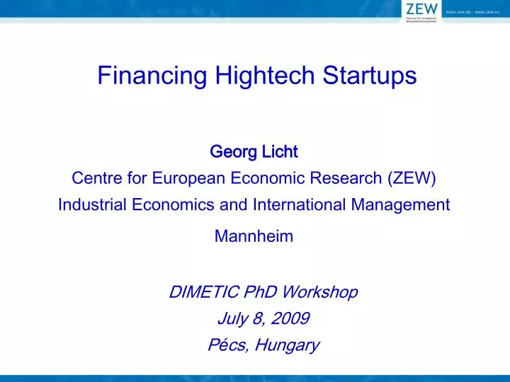 financing hightech startups