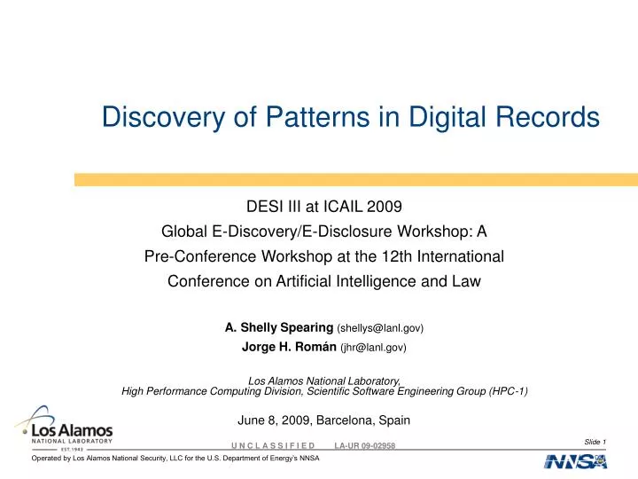 discovery of patterns in digital records