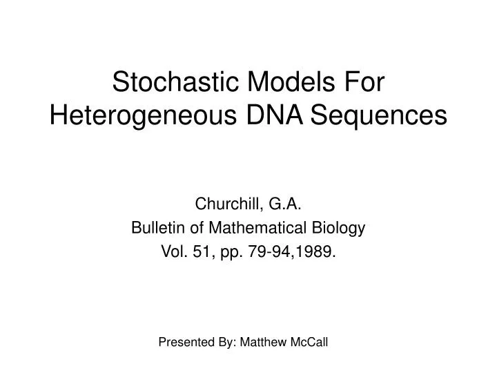 stochastic models for heterogeneous dna sequences