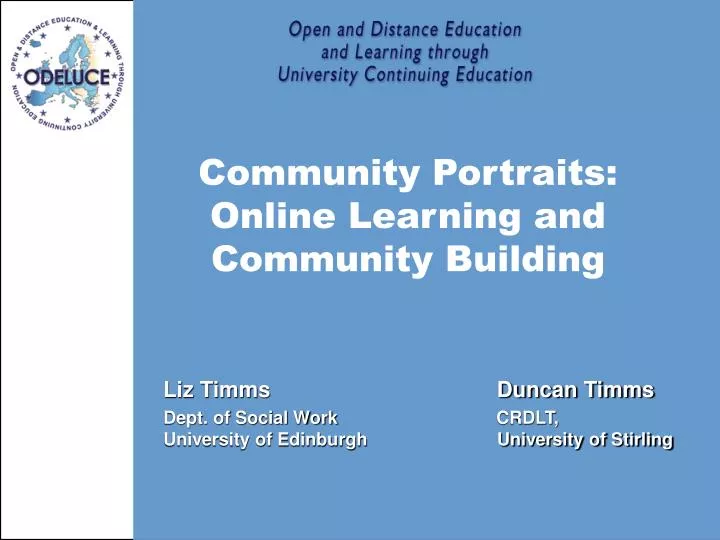 community portraits online learning and community building