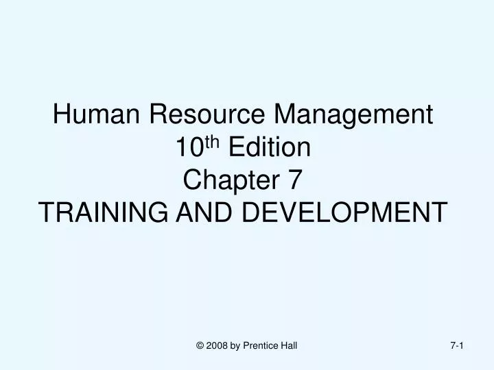 human resource management 10 th edition chapter 7 training and development