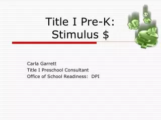 Title I Pre-K: Stimulus $