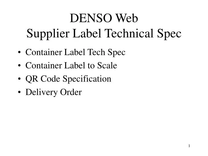 denso web supplier label technical spec
