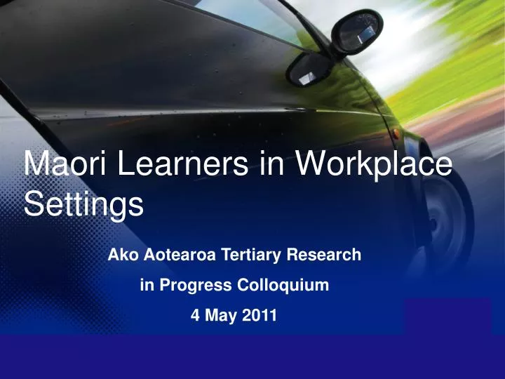 maori learners in workplace settings