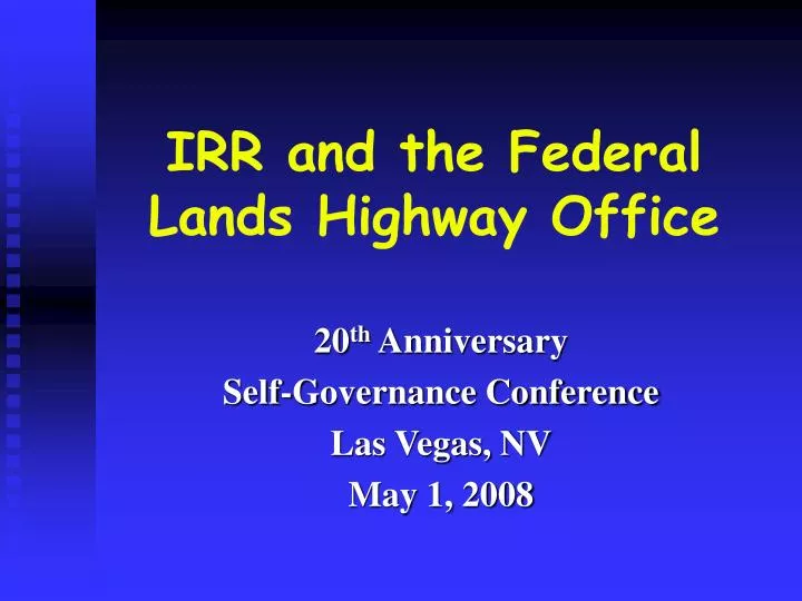 irr and the federal lands highway office