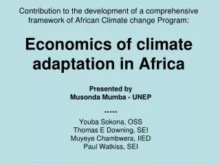 Contribution to the development of a comprehensive framework of African Climate change Program: Economics of climate ad