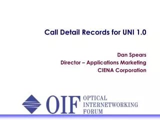 Call Detail Records for UNI 1.0