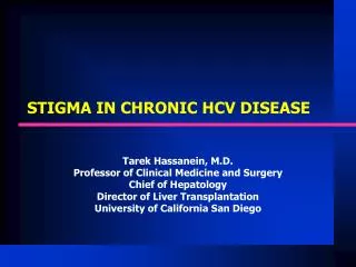 STIGMA IN CHRONIC HCV DISEASE