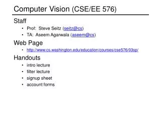 Computer Vision (CSE/EE 576)